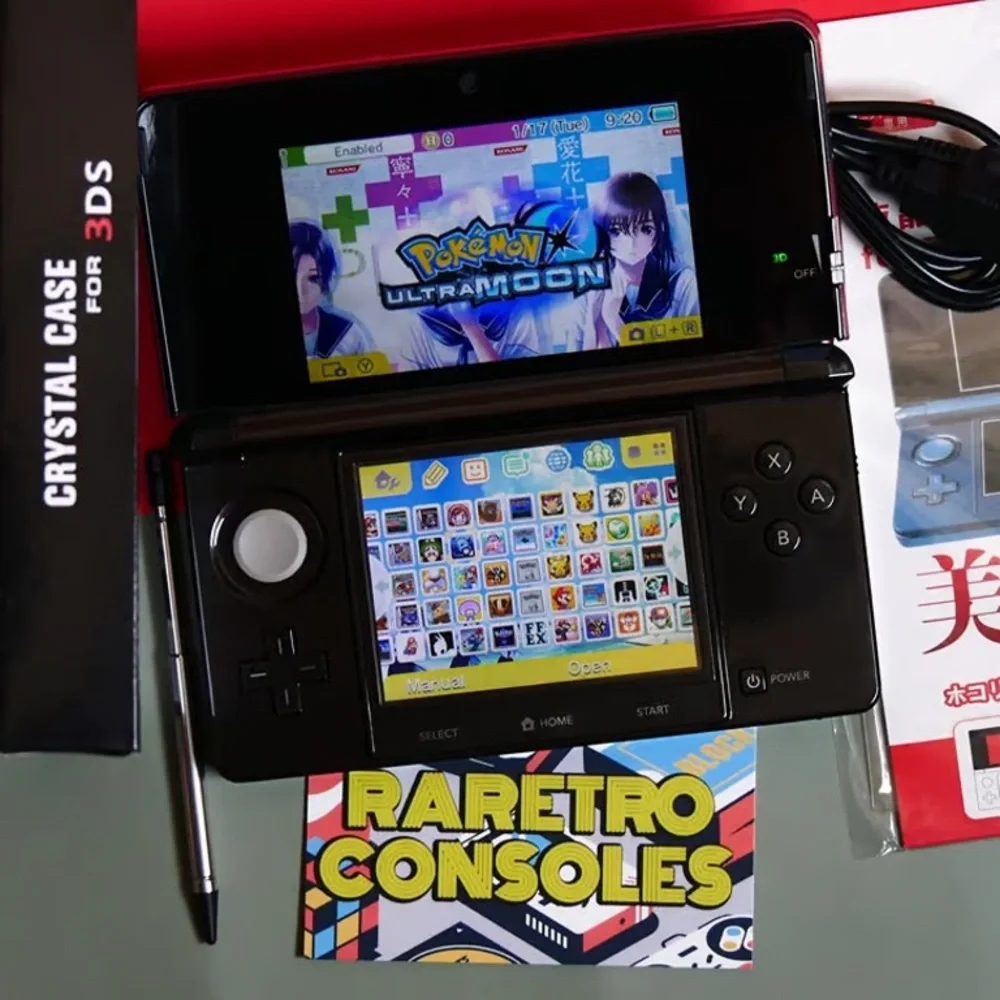 Nintendo 3DS with Anime Art and Black Accents